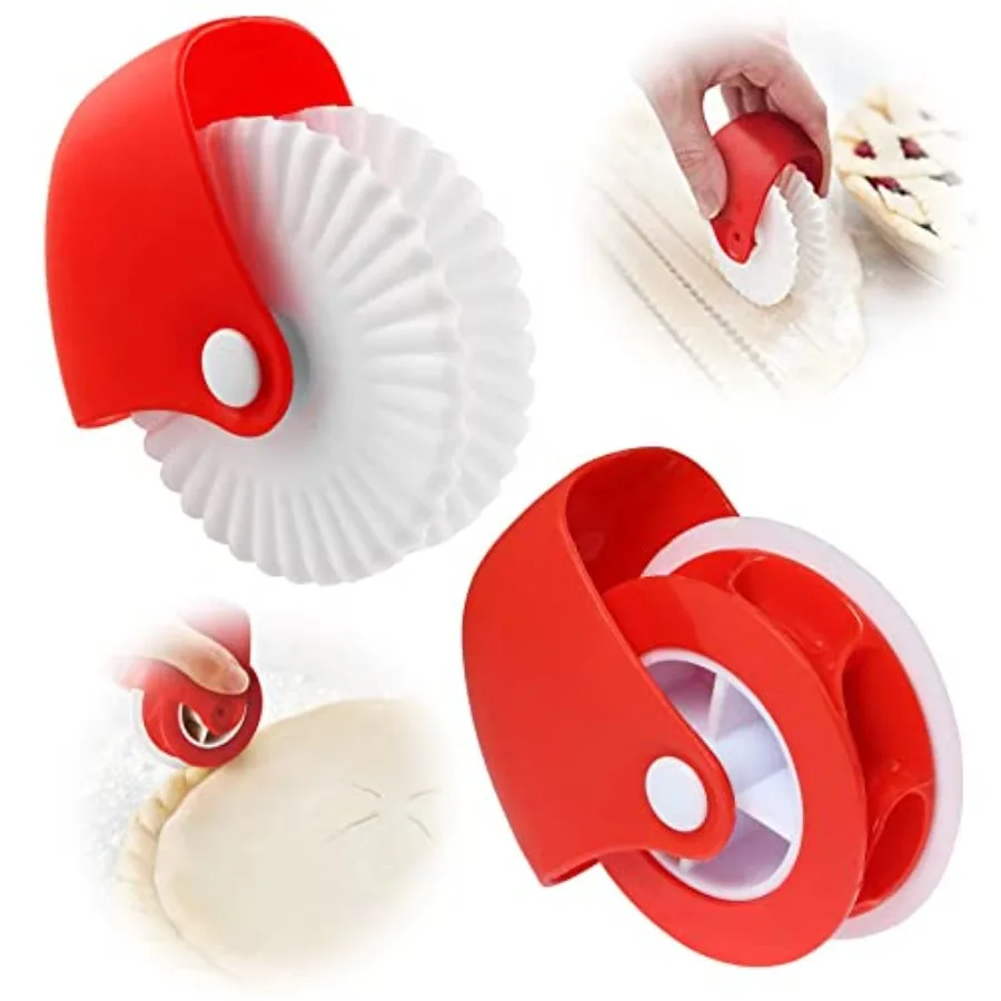 2 Pack Pastry Cutting Wheel, Pastry Wheel Decorator Pie Crust Pastry Wheel and Cutter for Cutting Pastry, Rolled Pastry Pie Cri