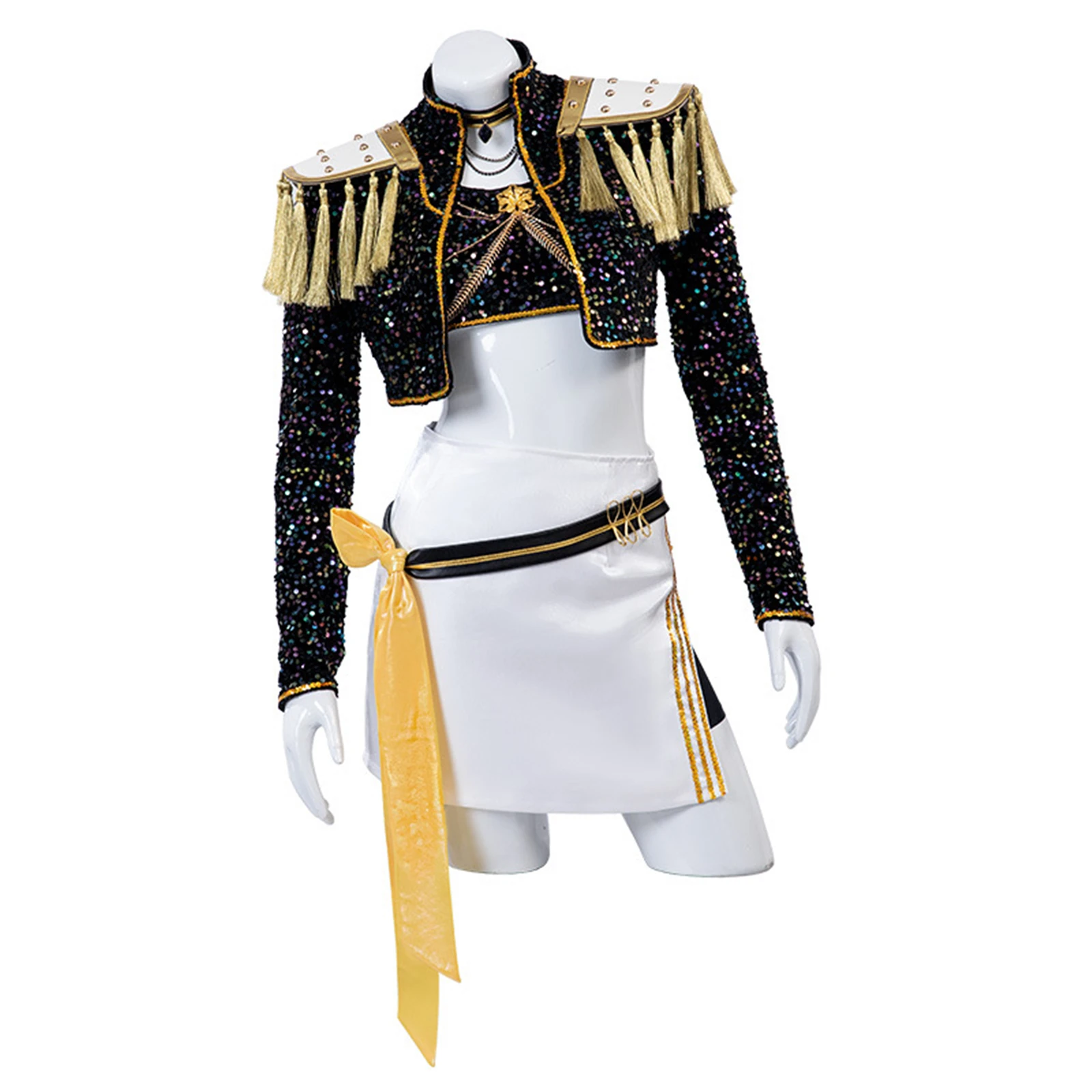 

Anime Mira Cosplay Costume Girl Group Stage Performance Suit Sequined Boots Kpop Demon Hunters Mini Uniform Halloween Outfit