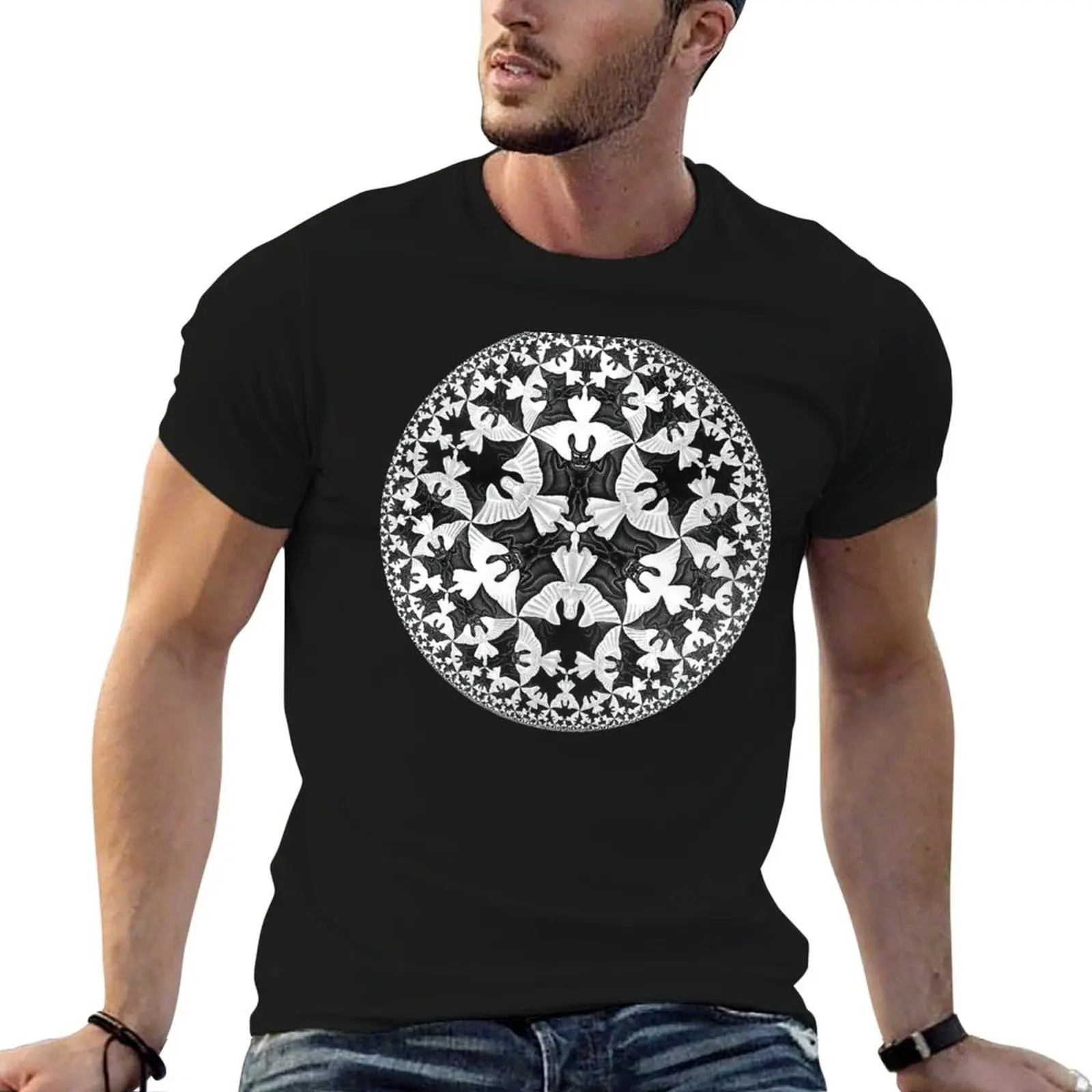 Circle Limit IV (Infinity Bats Pattern), by M.C. Escher T-Shirt Casual Work Wear T-Shirt
