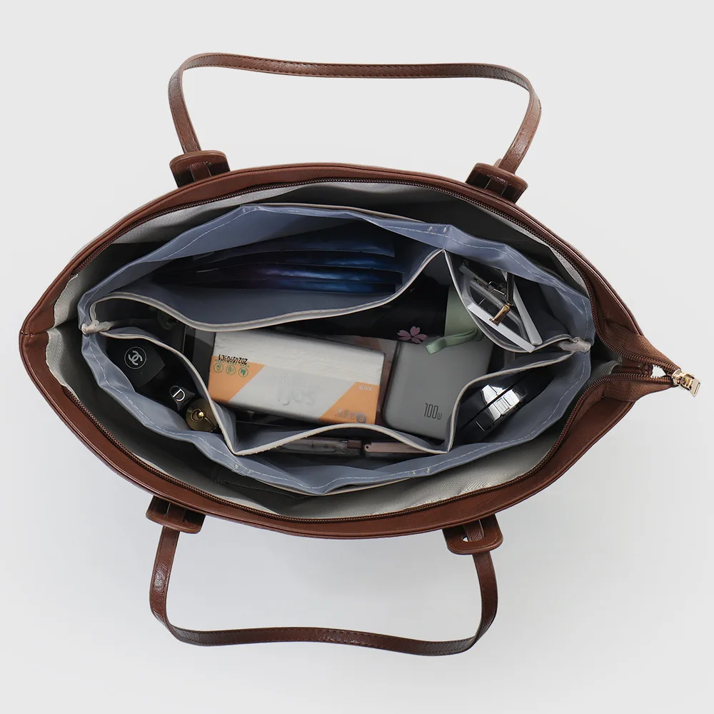 منظم بطانة حقيبة يد نسائية من العلامة التجارية مع فواصل تشكيل وحقيبة واقية مع مقصورات داخلية بسحاب وحقيبة مستحضرات التجميل #3