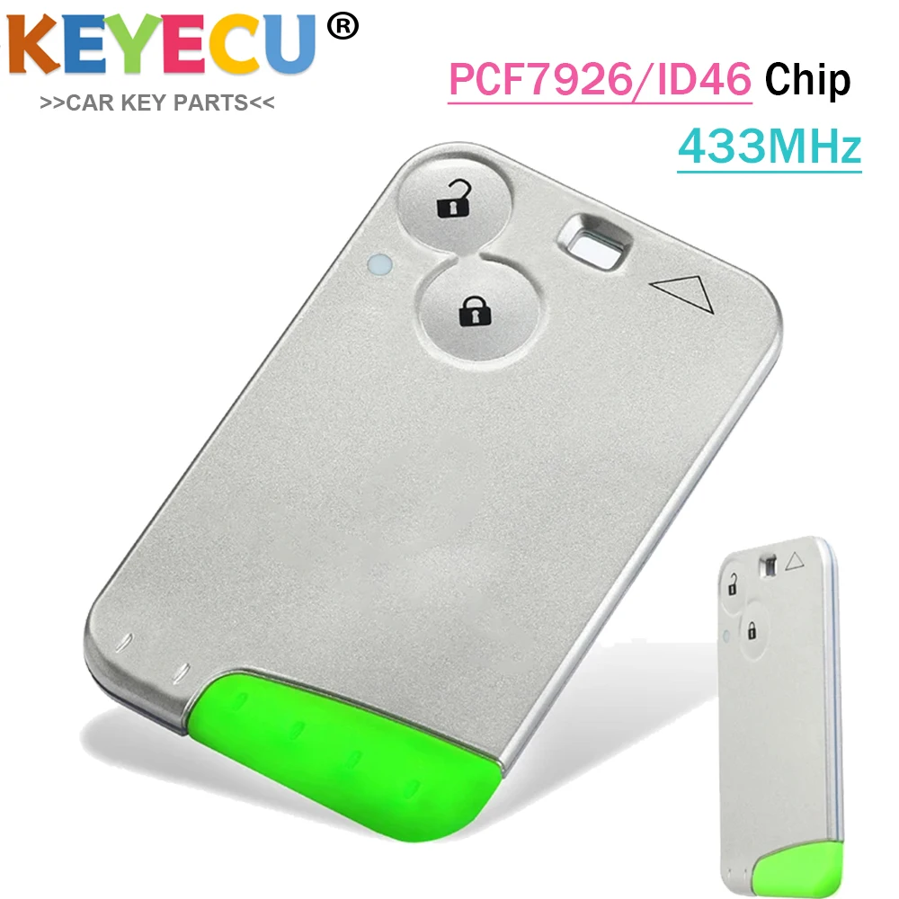 KEYECU 2Button Remote Key ID46 PCF7926 Chip 433Mhz for Renault Laguna Espace 2001-2008 Vel-Satis Keyless Card Fob Car Styling