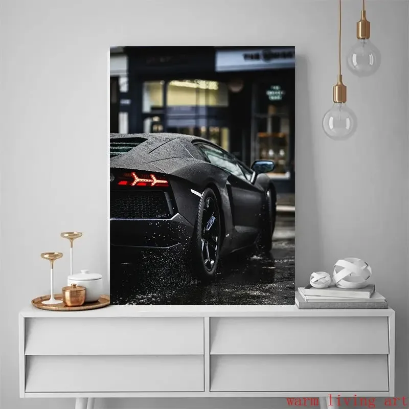 World Luxury Sport Car Black Benz Supercar Tail Light Canvas Painting Print Wall  Poster Racing Picture Office Room Home Decor view 3