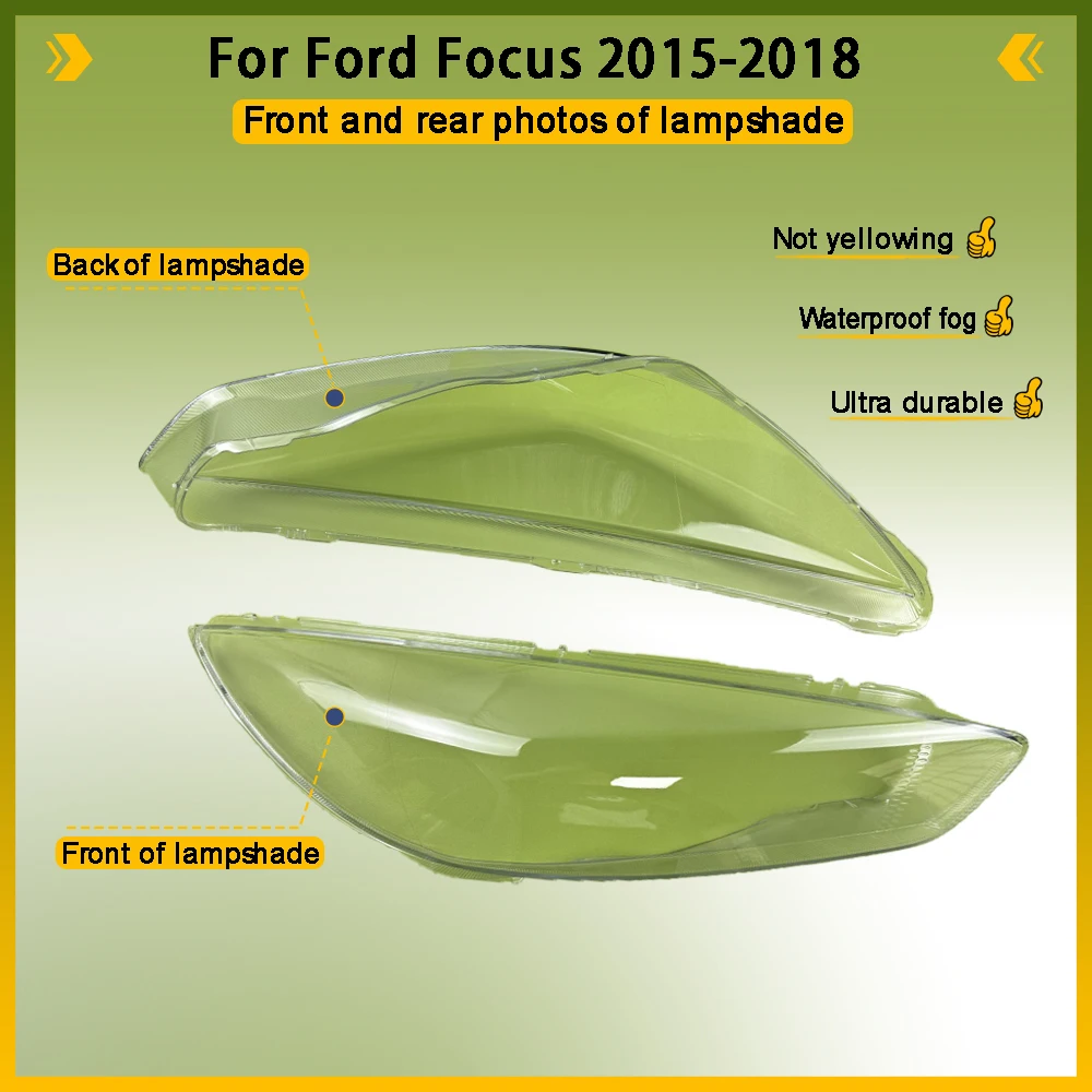 لفورد فوكس 2015 2016 2017 2018 سيارة المصابيح الأمامية غطاء المصابيح الأمامية قذيفة استبدال عاكس الضوء الشفاف استبدال عدسة شبكي #2