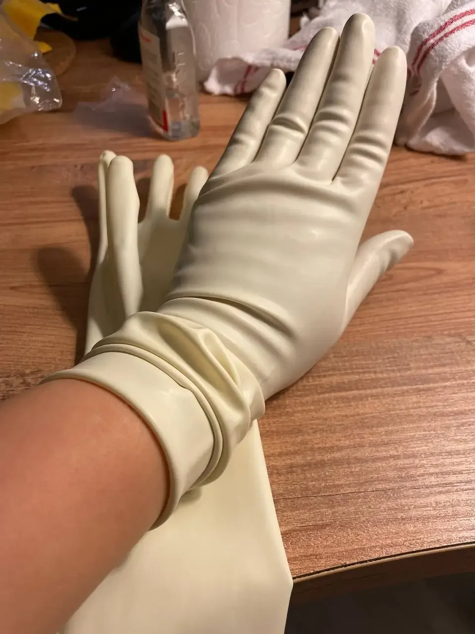 Latex Gloves Natural Mittens for photography Sexy Short gloves Fetish gloved baby pink yellow Muti colors