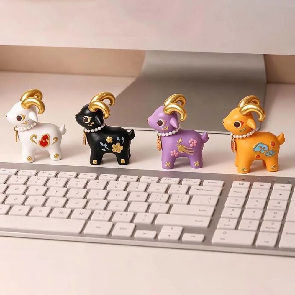 Resin Material Miniature Sheep Figurine Vibrant Colors Compact Size Goat Year Mascot Eco-friendly Paint Fortune Symbol