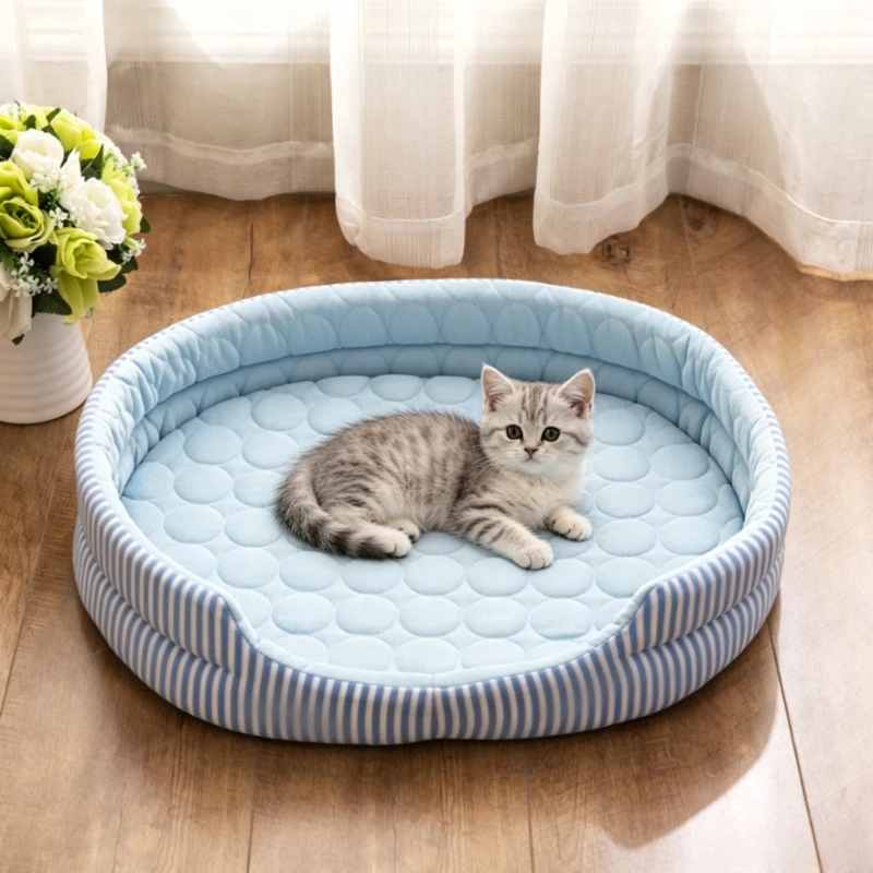 Summer Sleeping Dog Mat Ice Thread  Bed Cat Geometric Circular-Patterned Cat And Dog Bed Ice Bed Cooling Mat For Cat And Dog
