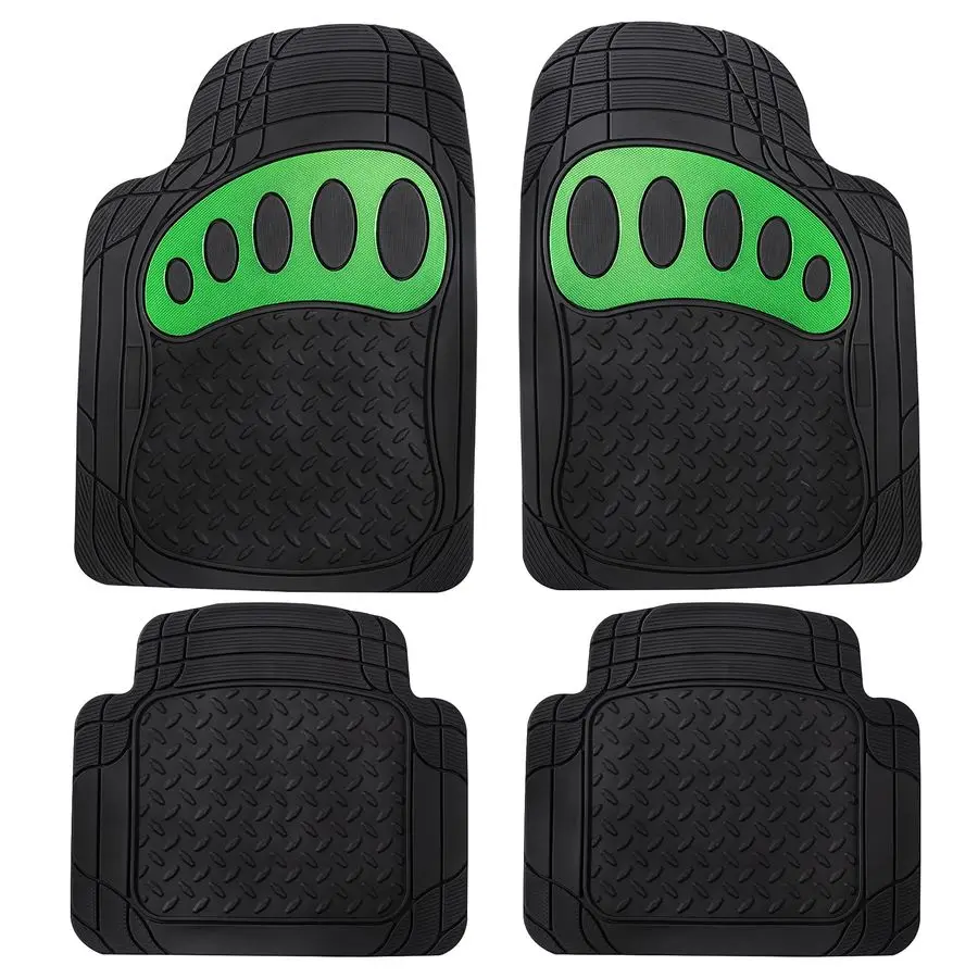 

Automotive Floor Mats HeavyDuty Footprint Design Rubber Floor Mats for Cars, Universal Fit Full Set, ClimaProof Floor Mats, Trim