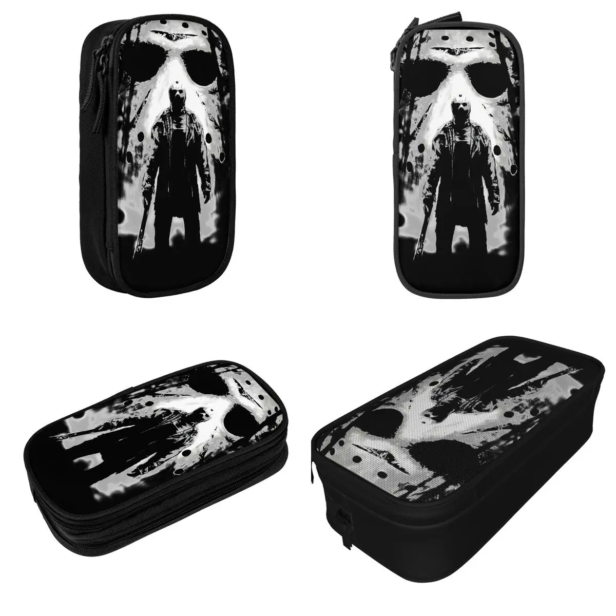 Horror Jason Voorhees Vintage 80's Movies Pencil Cases Pencilcases Pen Holder for Student Large Storage Bag Cosmetic Stationery