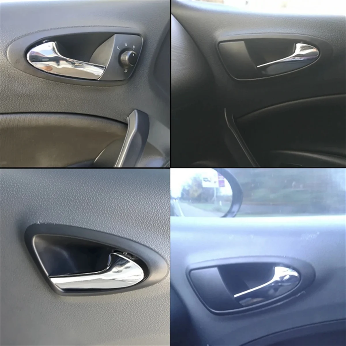 

#417K Auto Interior Door Handles for Seat Ibiza 6J 2010-2022 6J1837113A 6J1837114A 6J4839113A 6J4839114A (Black & Silver)