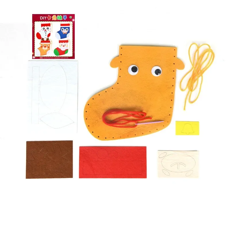 Bambini fai da te calzini di natale Kit materiale bambini scuola materna giocattolo educativo creativo Puzzle giocattoli artigianali fatti a mano regali di natale Decor