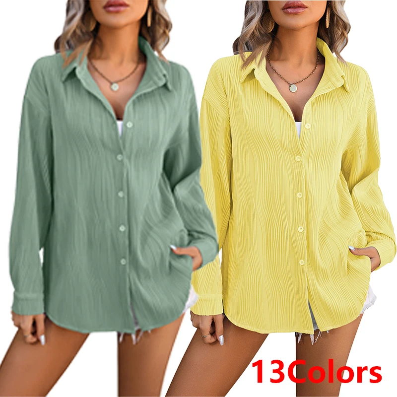 

Solid Casual Loose Shirts For Women 2024 Summer Vintage Women's Oversized Shirts And Blouses Fashion Elegant Youth Female Tops