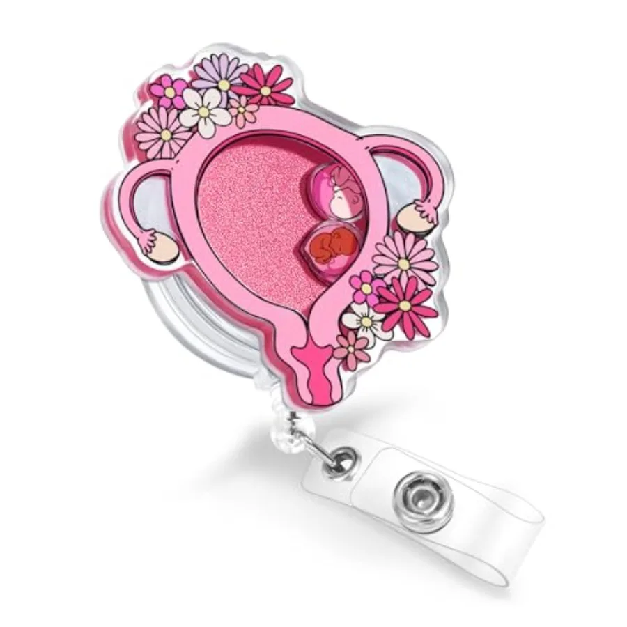 Badge Reel Holder Clip - Labor and Delivery OBGYN Retractable ID Name Card Badge Reel with Charm Alligator Clip, Nurse Nursing