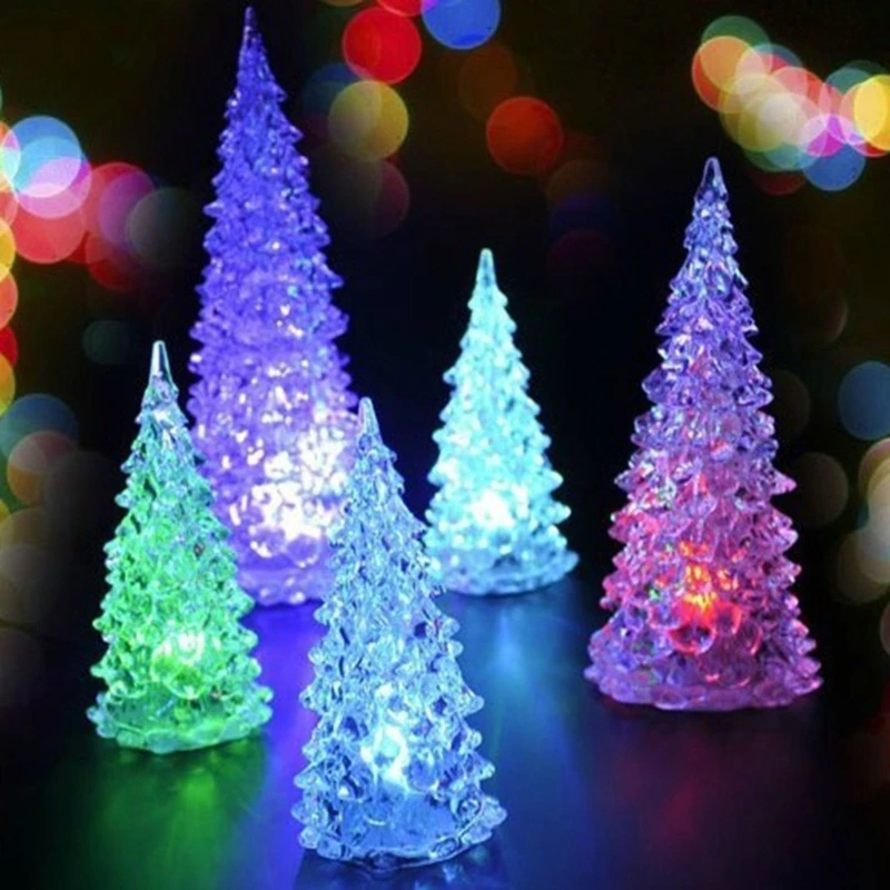 Light Up Christmas Tree Plastic Christmas Holiday Figurines Christmas Tree Lamps
