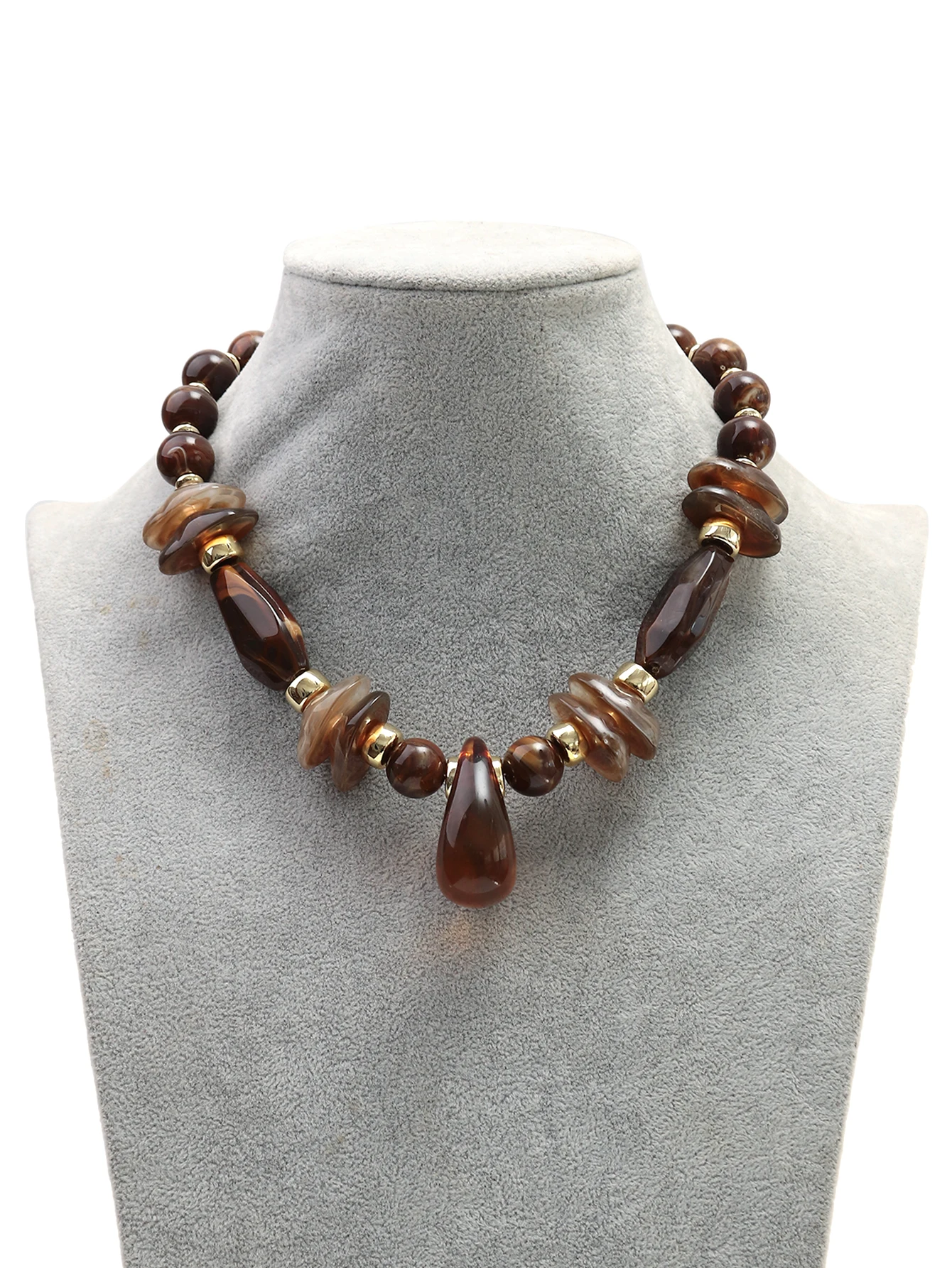Vintage Acryl Unregelmäßige Geometrische Perlen Halsketten für Frauen Übertrieben Harz Waterdrop Anhänger Halsband Handgemachte Schmuck Geschenke – Detail 7