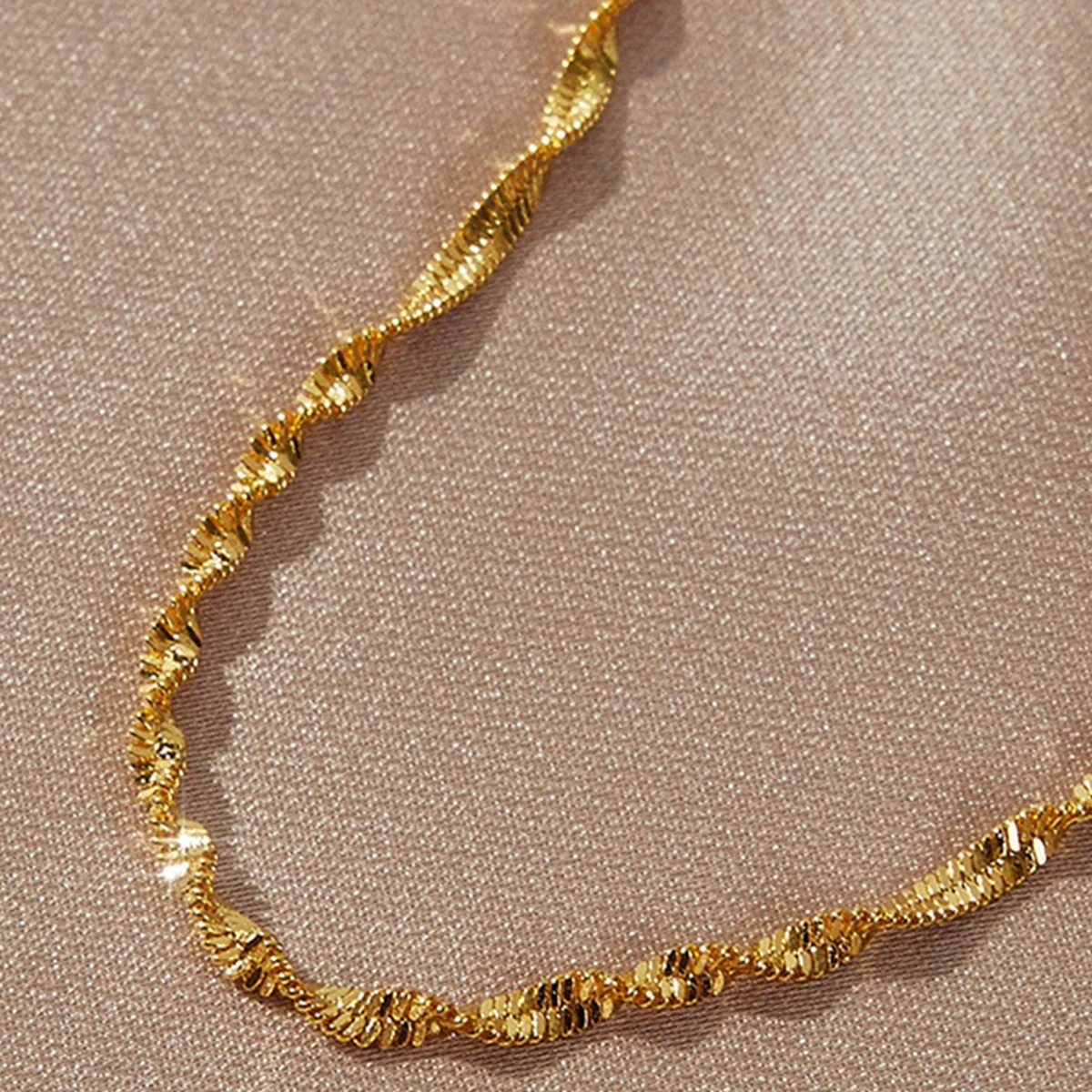 18K Gold Plated Water corrugated bracelet Stainless Steel Fine Chain Bracelet,Elegant Bracelet Jewelry