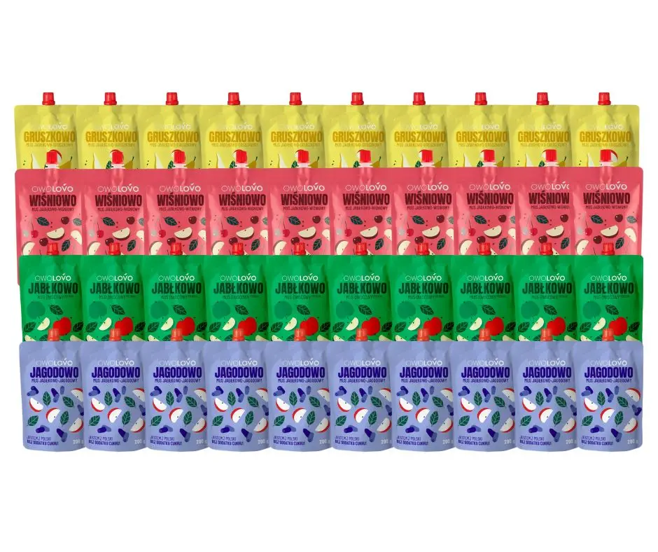 Mus Owolovo zestaw MIX SMAKÓW dla dzieci naturalny 200g x 40szt