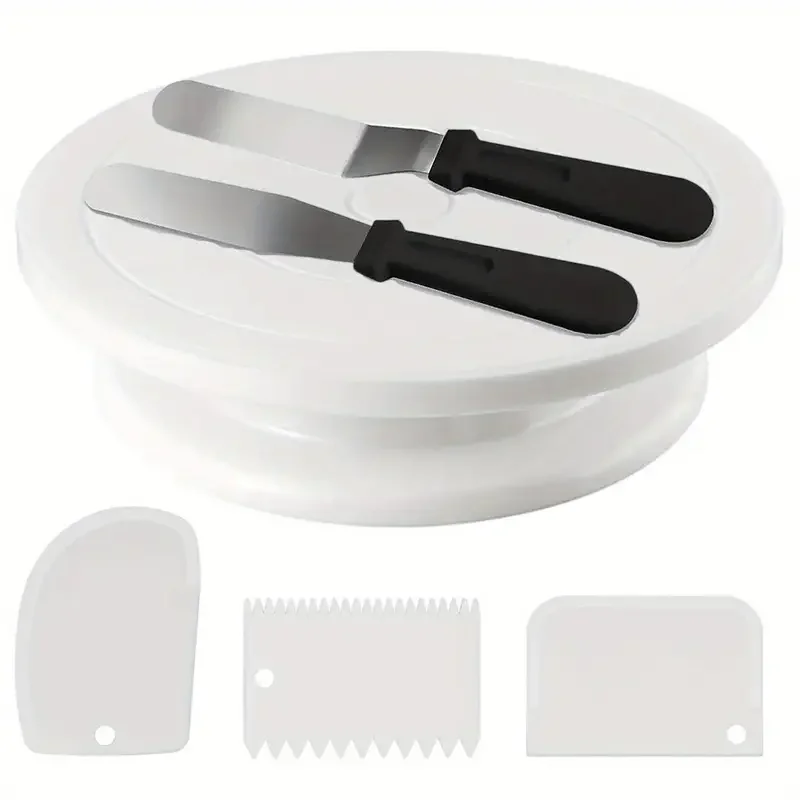 6 stücke Kuchen Plattenspieler mit 2 Zuckerguss Gerade Abgewinkelt Spatel 3 Icing Glätter Schaber Kuchen Dekorieren Kit Backen Zubehör Werkzeug