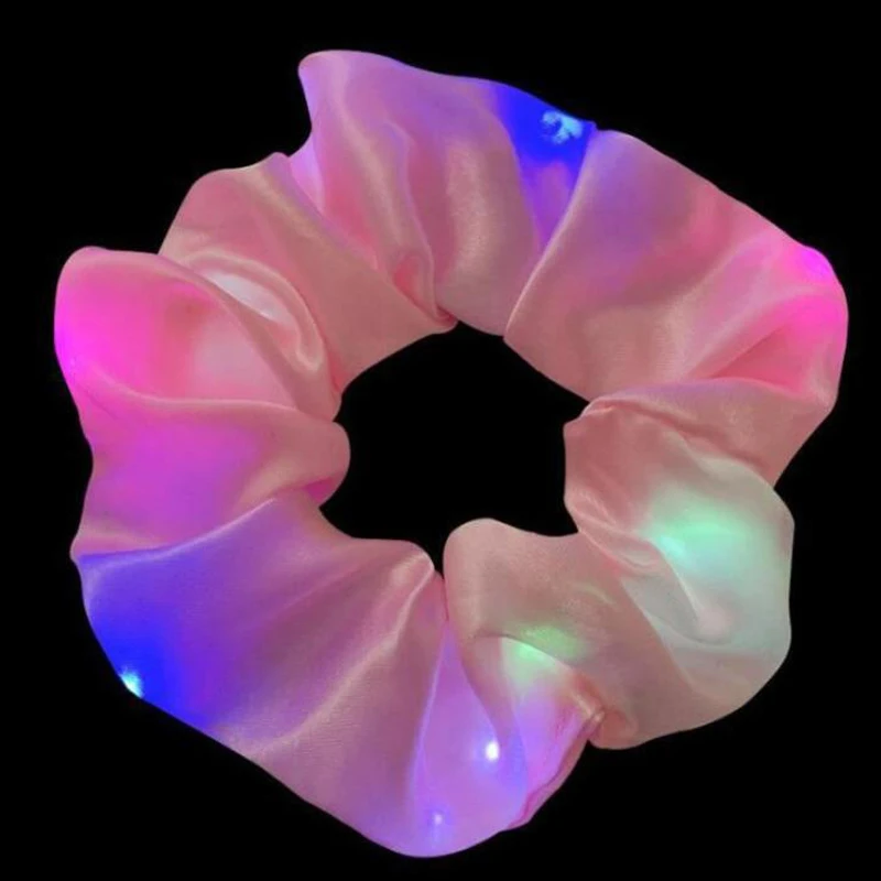 LED Light Up Hair Scrunchy Luminous Flashing Hair Bands For Girl Women Bar Supplies Glow Scrunchie Hair Accessories