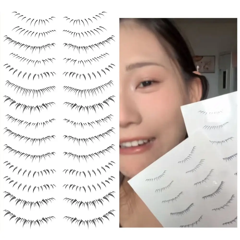 Natural Multi-Style Lower Eyelash Tattoo Stickers, 3D Simulation Falso Eyelashes, impermeável Under Eye Fake Eyelash, mulheres