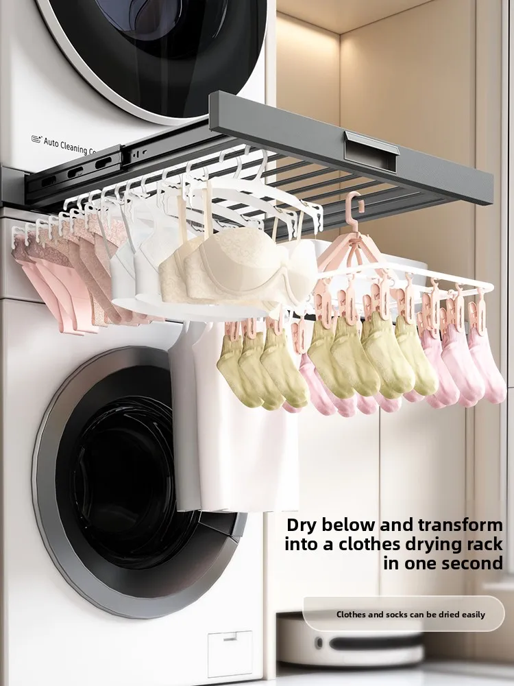 Washing machine, dryer, stacking rack, pull-out folding board, washing and drying set.