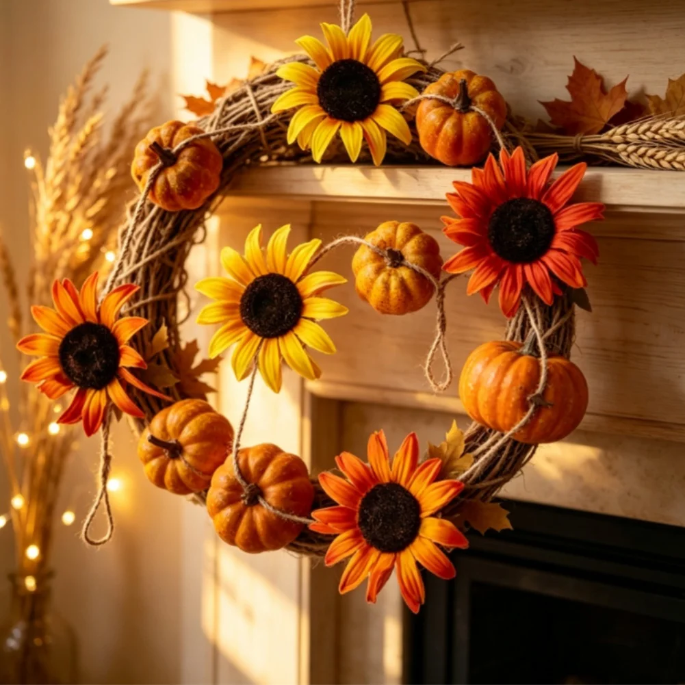 200cm Pumpkin Vine Garland Pumpkin Vine Home Decor Autumn Decoration Thanksgiving Wall Hanging Flexible Structure