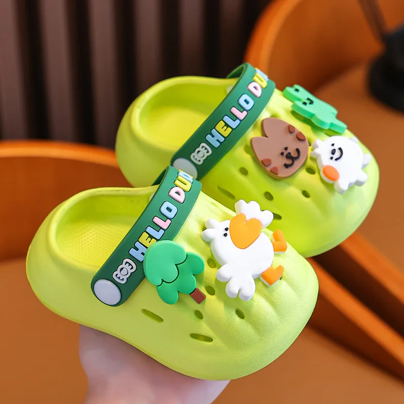 Summer New Children's Shoes Cold Slippers Indoor Non -slip and Soft Bottom Comfort Cute Baby Hole Shoes Boys Girls Home Slippers