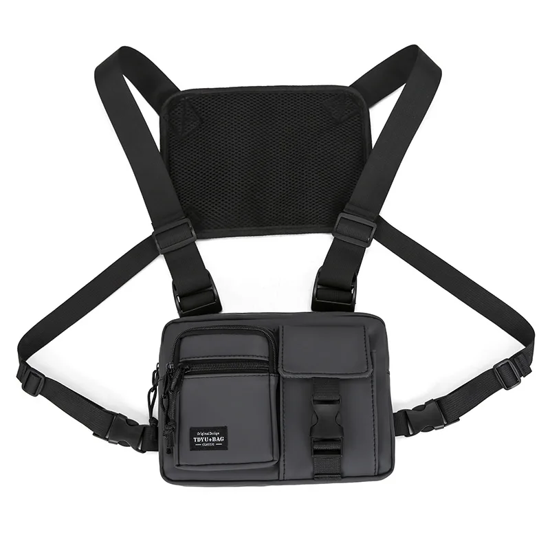 Men Tactical Chest Bag Outdoor Fashion Portable Nylon Vest Bag Multifunctional Small Shoulder Backpack for Running Travel XA592C