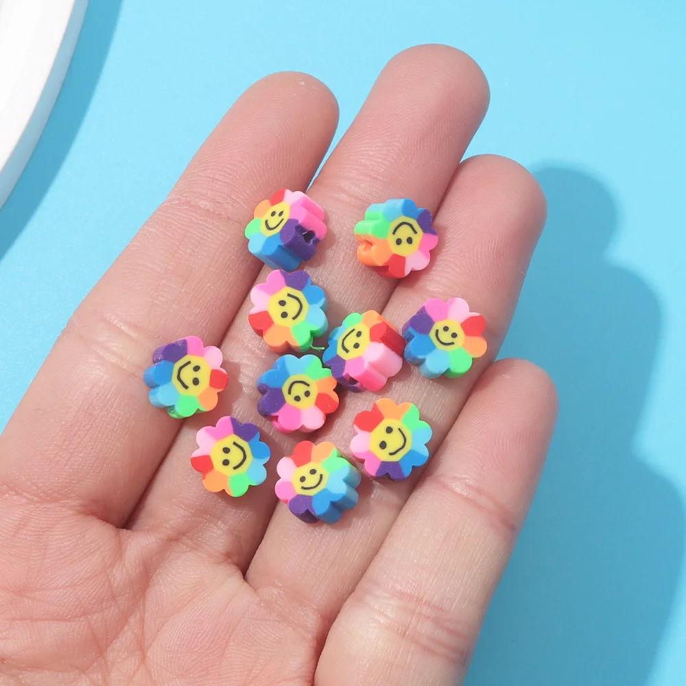 50/200pcs Flower Shaped Polymer Clay Beads,Beads & Bead Assortments, DIY Bracelets, Earrings, Beach Decoration Accessories