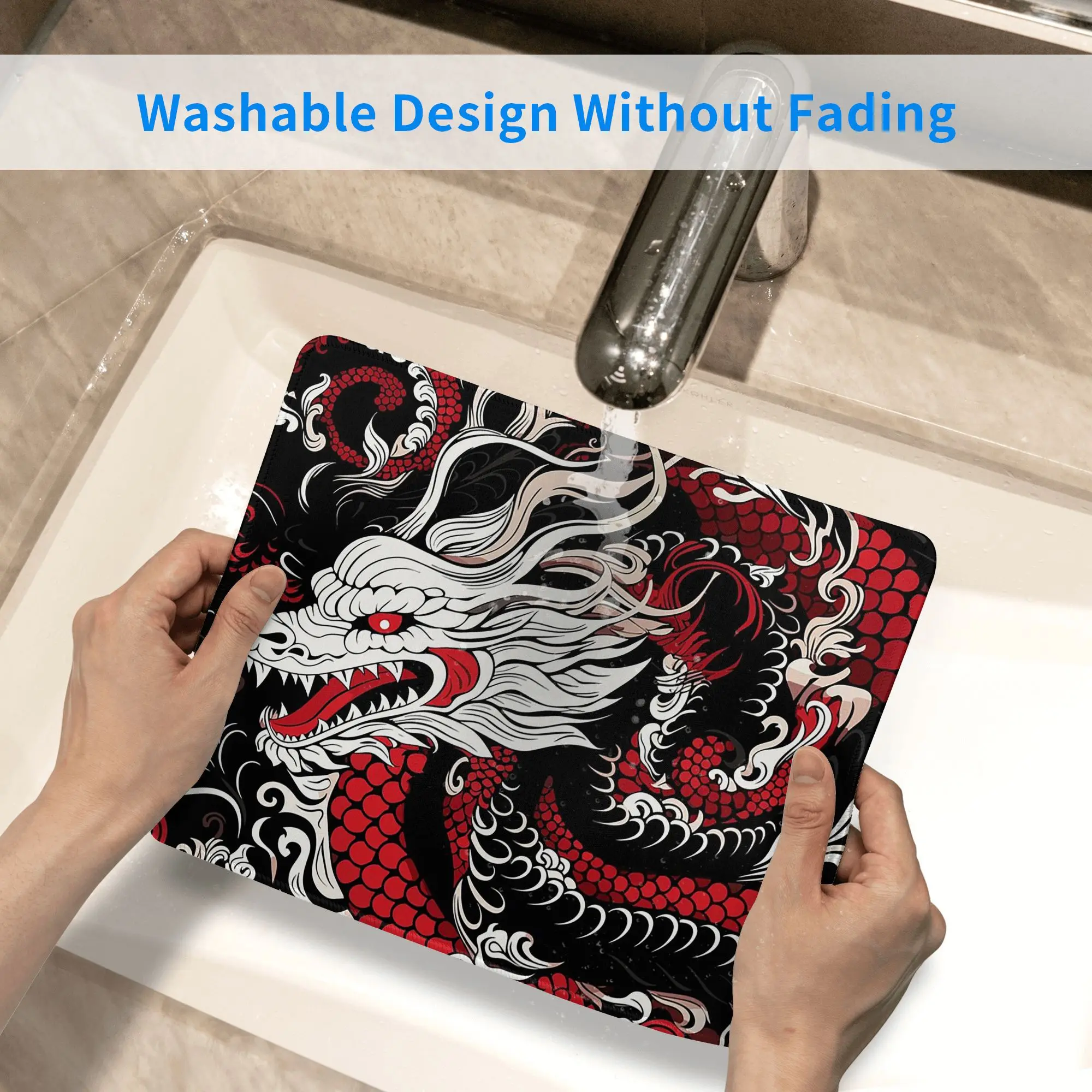 Красный, черный и белый традиционный китайский дракон. Коврик для мыши Компьютерная клавиатура Коврик для мыши Игровой ПК Коврик для ноутбука