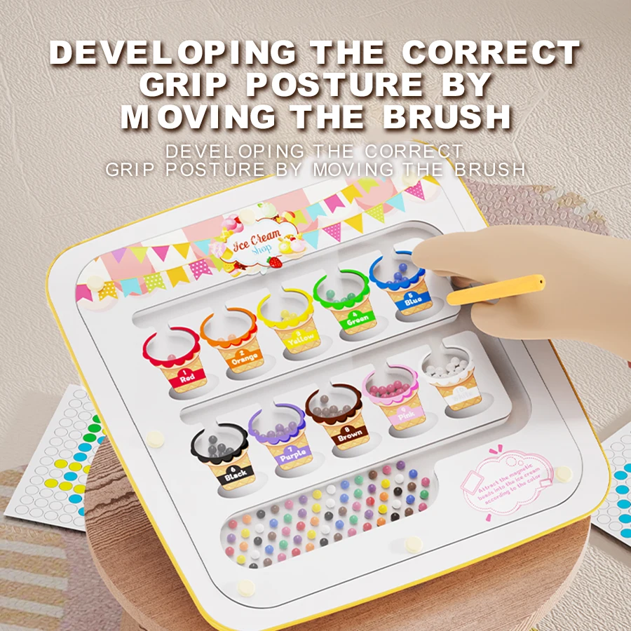 Magnetisches Zeichenbrett für Kinder, DIY-Graffiti-Spielzeug, magnetischer Stift und Perlen-Puzzle-Spielzeug, Kindergeburtstagsgeschenk, Weihnachtsgeschenk