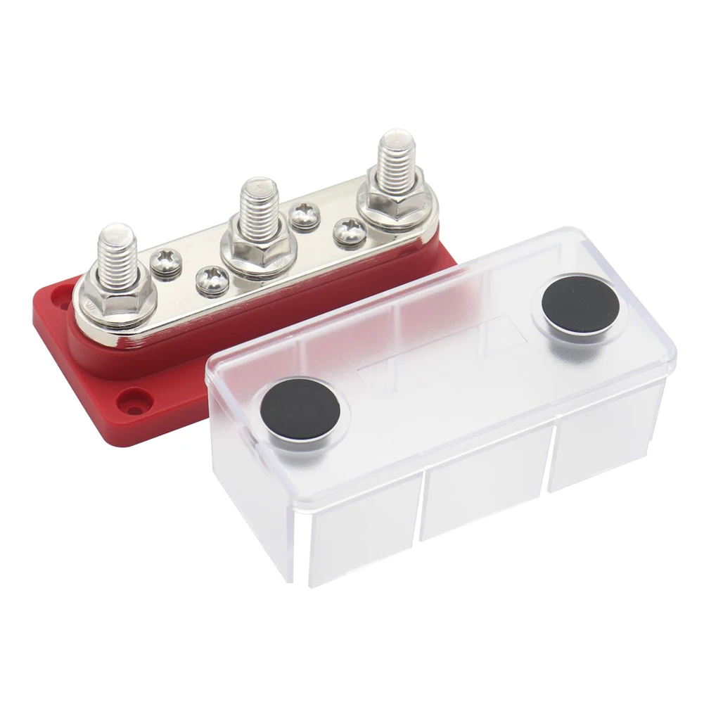 300A Power Distribution Block 48V Bus Bar Box 3/8 Studs Busbar Power Case for RV Marine Boat for Vehicle Car Automobile Caravan