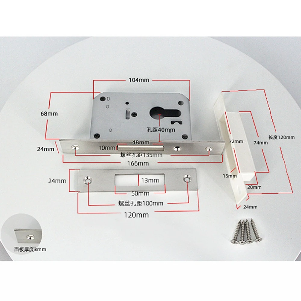 40 stainless steel sliding door double hook lock body, balcony aluminum alloy lock accessories thickened lock tongue