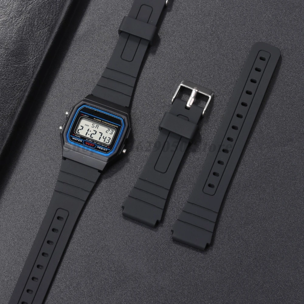18mm Soft Silicone Strap for Casio W800H SGW-400H F91W F84 F105/108 AE1200/1300 Sport Watchband Men Women Replacement Bracelet