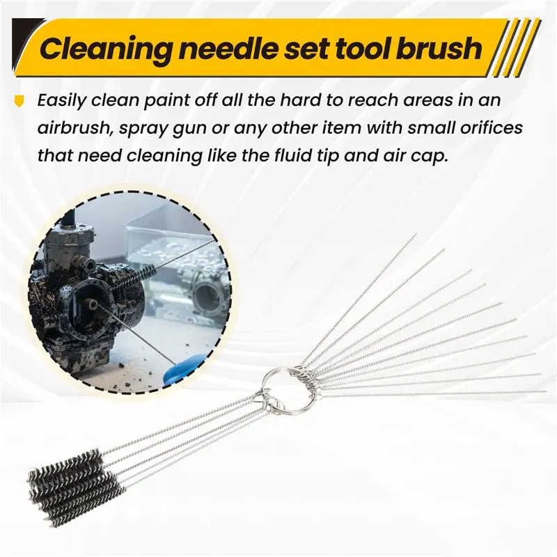ABSL-Carburetor Carbon Dirt Jet Cleaner Tool Kit 10X Cleaning Needles With 5X Brushes