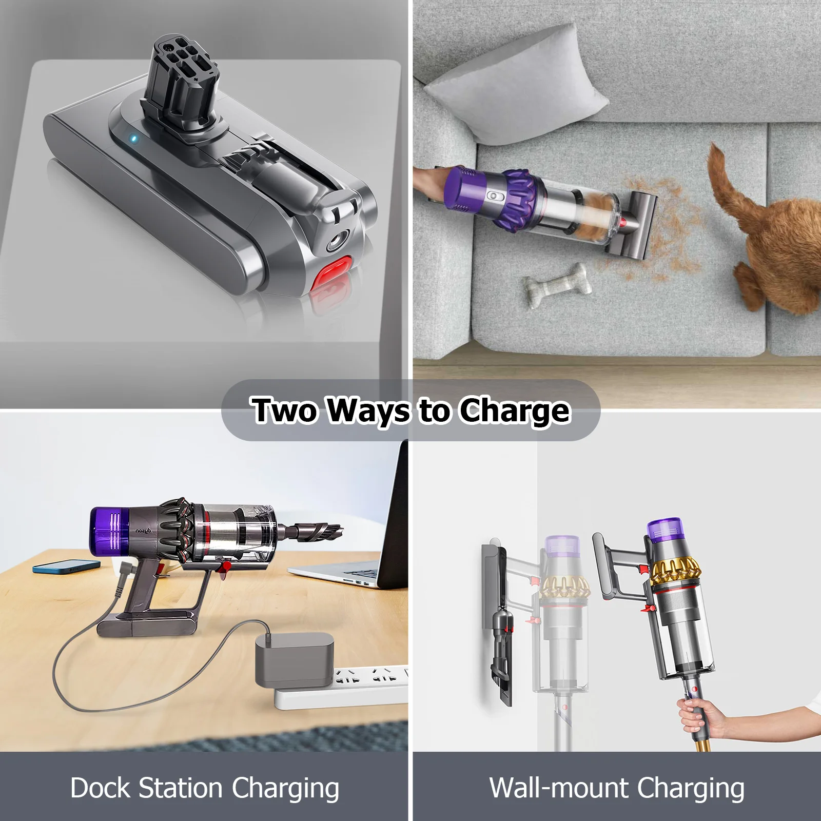 25.2V dla akumulatora Dyson V12 6000/8000/10000 mAh akumulator kompatybilny z odkurzaczem SV20 SV30 SV35 SV46 długa żywotność baterii — zdjęcie produktu 4