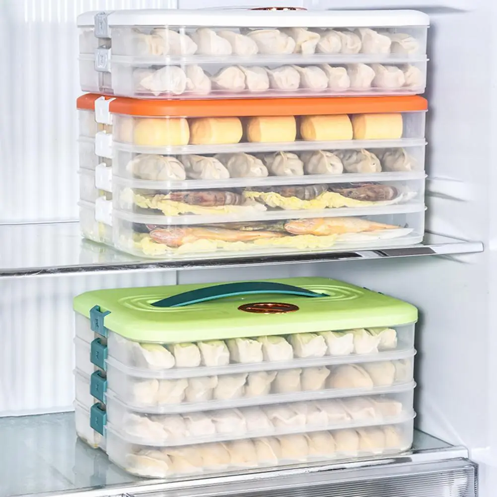 Transportable Food Storage Box Sturdy Handle Dumpling Storage Box for Home Picnics Parties Single/dual/triple/four Layer Food