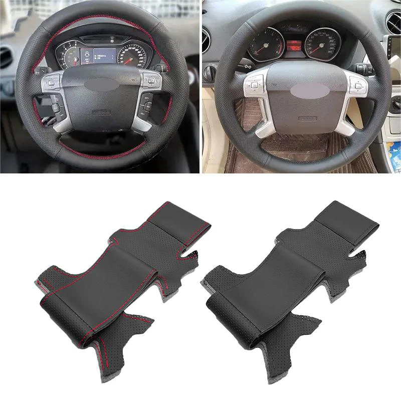 

For Ford Mondeo 2007-2014 Galaxy 2006-2015 S-Max 2006-2014 Hand Braid Car Steering Wheel Cover Protector Perforated Leather Trim