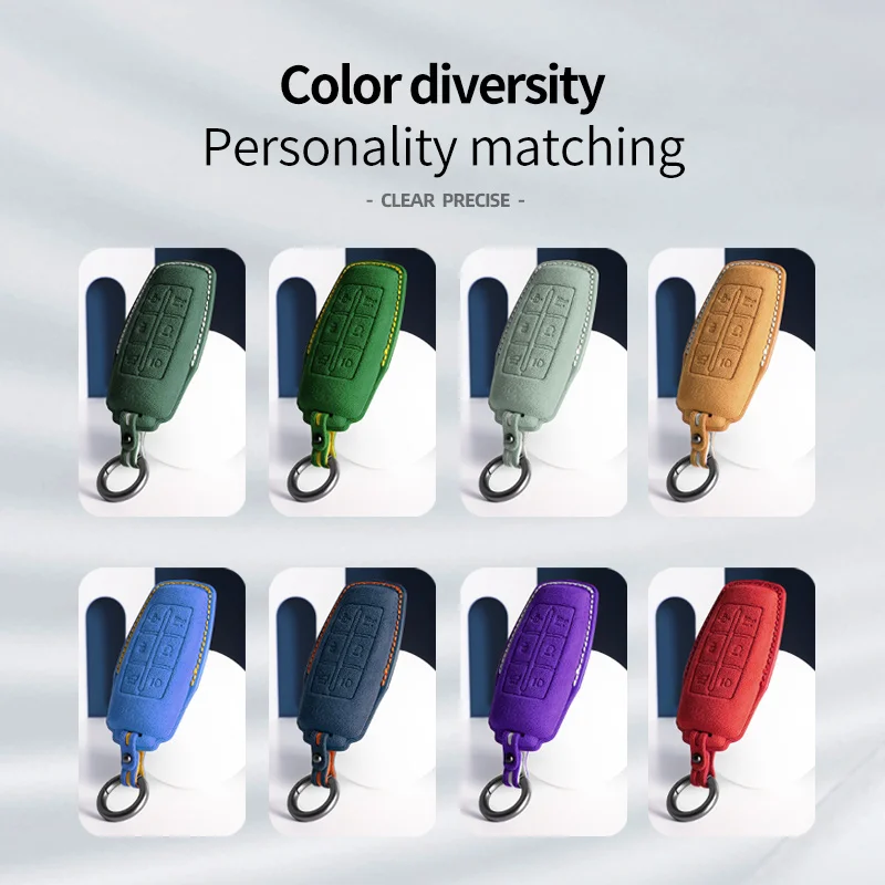 For Genesis  G70 G80 G90 2017 2018 2019 2020 6Buttons Alcantara Car Key Case Cover Auto Protector Accessories