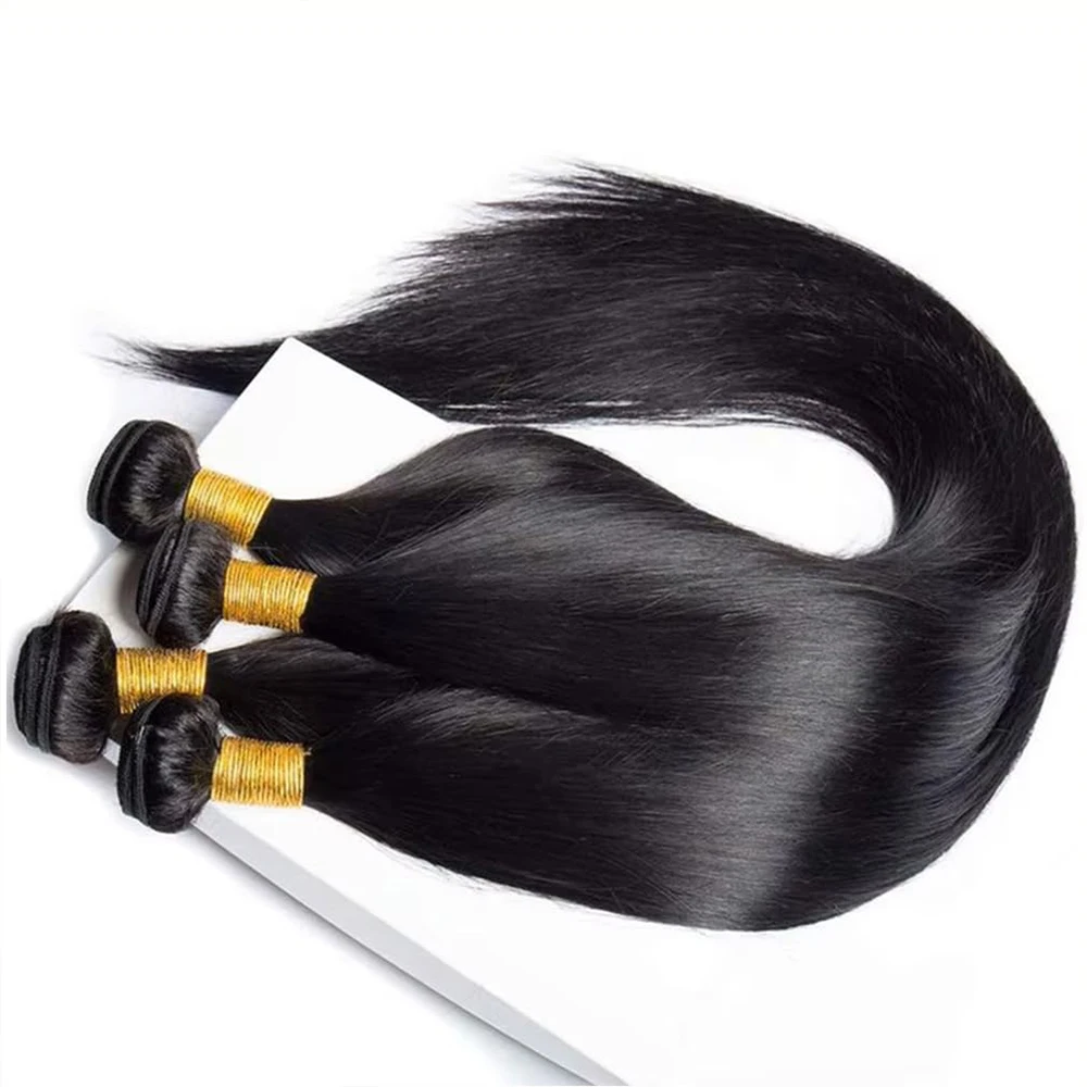 Unprocessed Straight Human Hair Bundles and Weave Natural Color Double Machine Weft Original Real Virgin Hair Bundles For Women