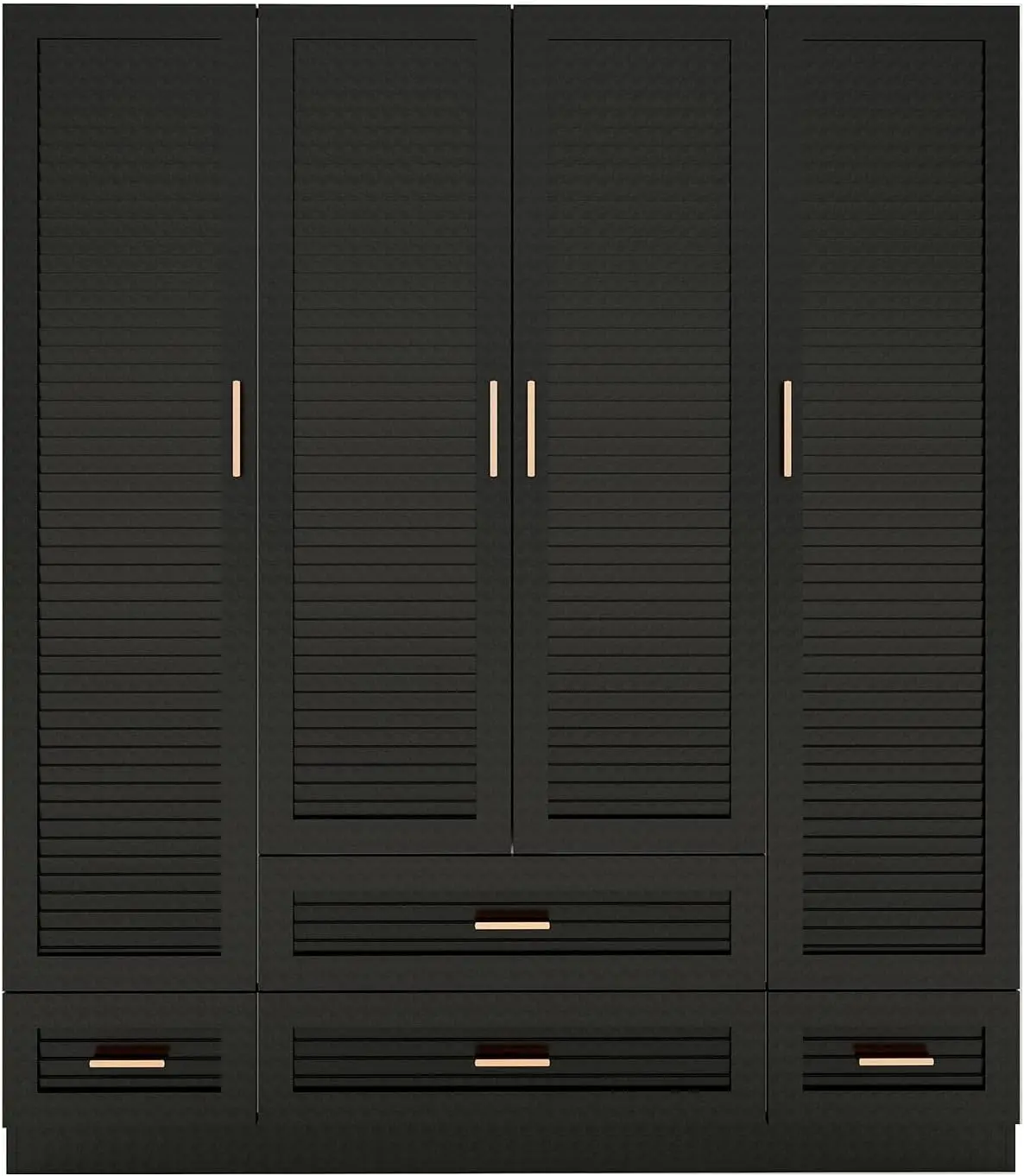 Wooden Armoire Wardrobe Closet Black Large Capacity Tall Cabinet, Hanging Rods and Shelves for Bedroom Armoire Storage image 5