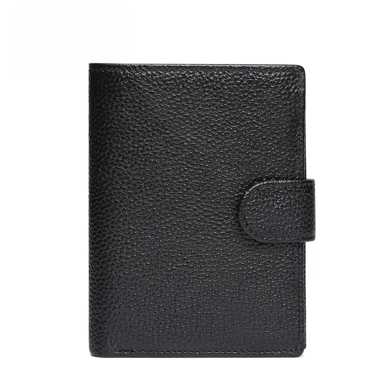 Genuine Cowhide Leather Men's Wallet – Vintage High-Capacity Bifold with Coin Purse (Black)
