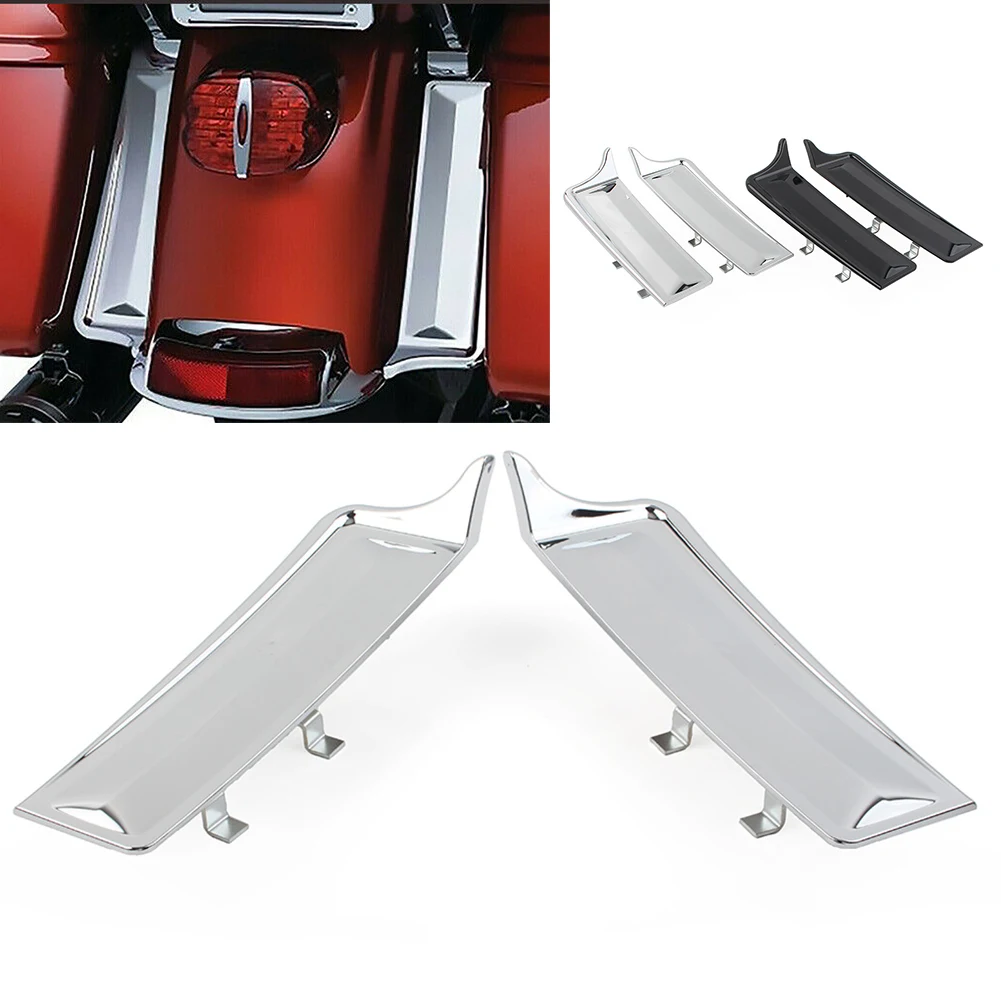 Chrome/Black Rear Fender Saddlebag Filler Panels 1Pair For Harley Touring Electra Glide FLHR FLHTK FLHTCU FLTRU 2014-Up