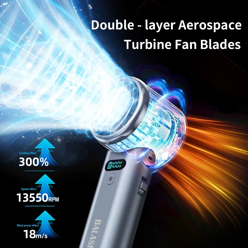 5200 mAh Ice compress cooling fan handheld fans USB Rechargeable portable mini fan Double Folding Fan For Travel Camping Outdoor