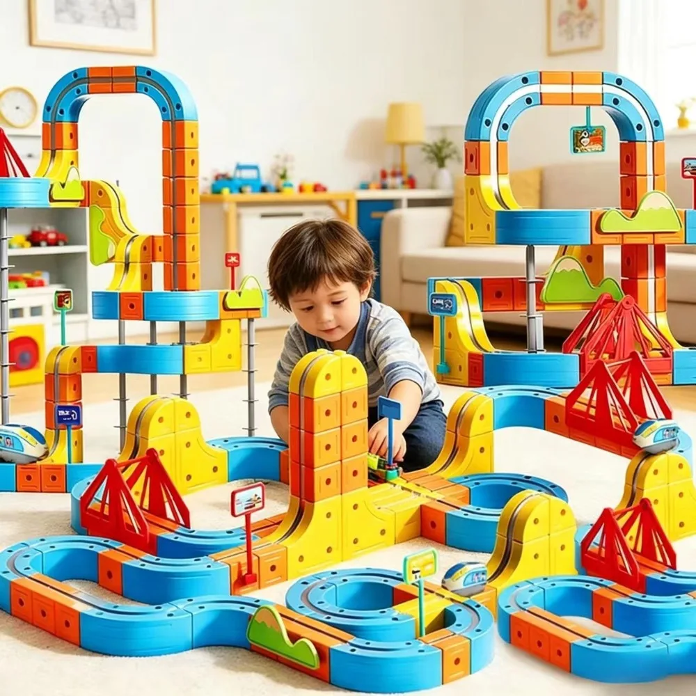 

Anti-Gravity Magnetic Car Stem Racing Car Railtrack Set Montessori Motorized Train & Gravity Maze Toy Educational Gift for Kids