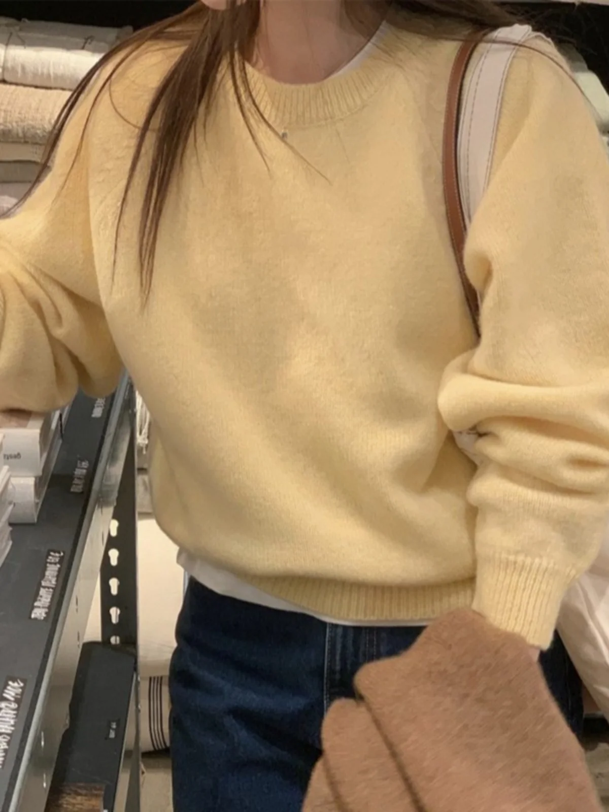 

Sweet Korean Sle round Ne Knitted Sweater Women's Loose Long Sve Overhead Warm Casual Top Faionable Spring Autumn Wi...
