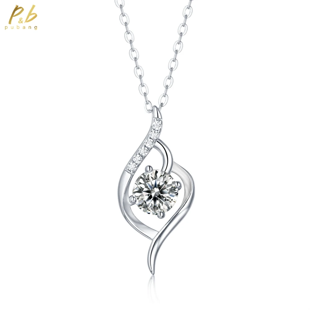 

PuBang Fine Jewelry Sparkling Real 925 Sterling Silver 3EX VVS1 D Color 1CT Moissanite Diamonds Gems Pendant Necklace Wholesale