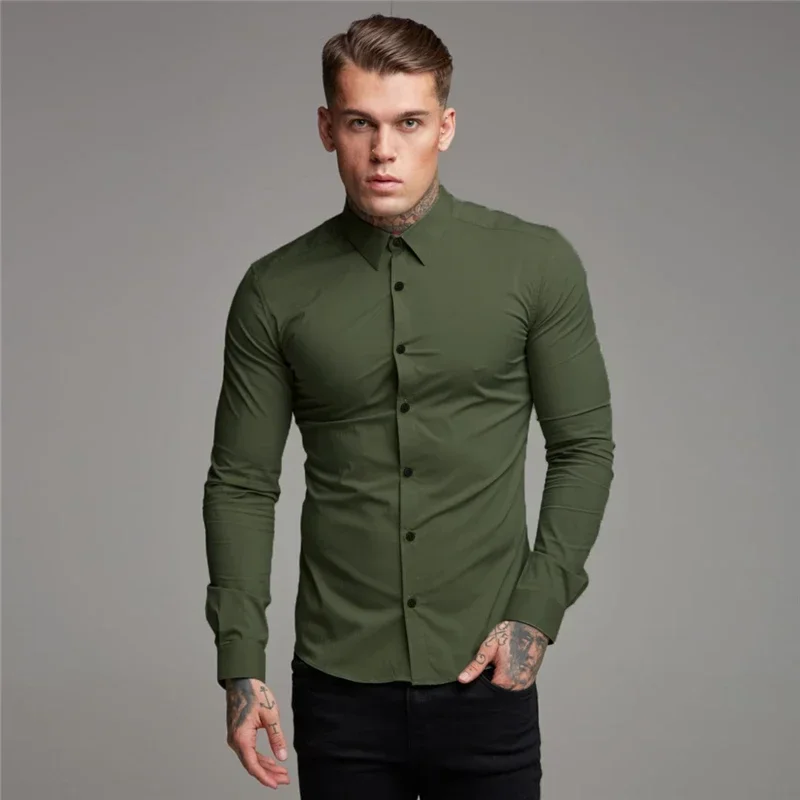 

Shirt Men's Summer Thin Section Non-iron Modal Shirt Men's Black Long-sleeved Business Career Trend 6 Colors