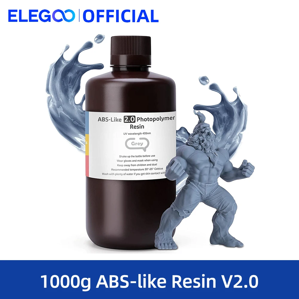 ELEGOO – résine d\'imprimante 3D semblable à l\'abs 2.0, 1000g, résine d\'impression précise rapide nm LCD, durcissement UV pour LCD