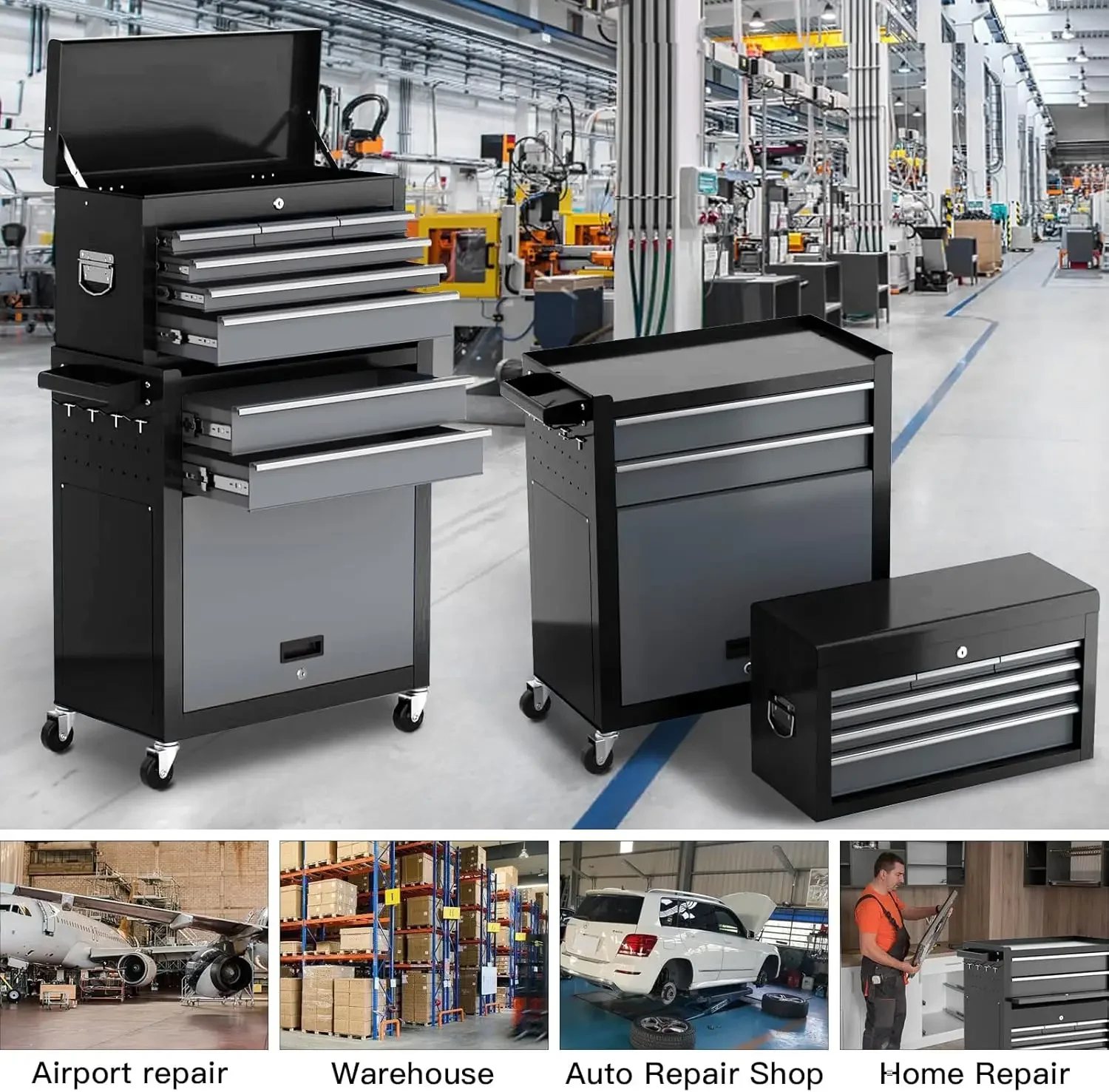 [سعر مخفض، حار بيع! ]صندوق الأدوات 8-درج |   صندوق أداة دوارة كبير مقاس 42 بوصة مع عجلات |   صندوق أدوات معدني علوي قابل للفصل |   ز