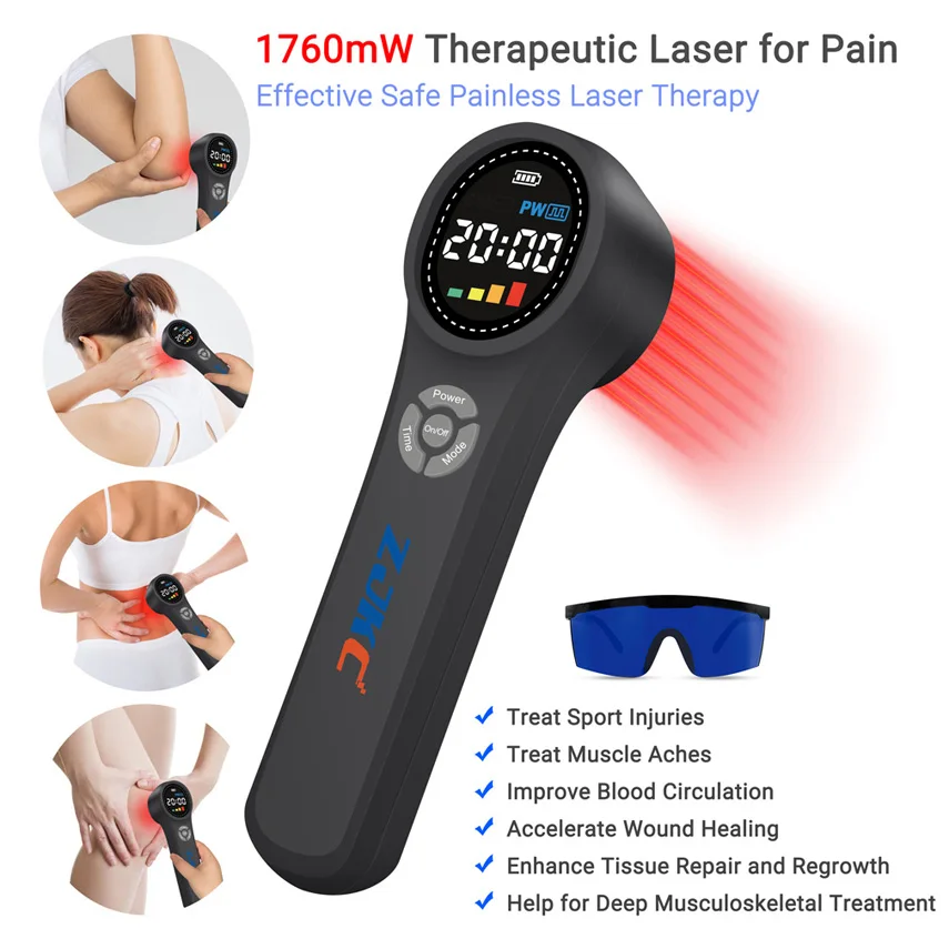 

ZJKC 1760mW Photodynamic Light Therapy Device Cold Laser Low Level Laser Treatment for Acute And Chronic Pain 660nm 810nm 980nm